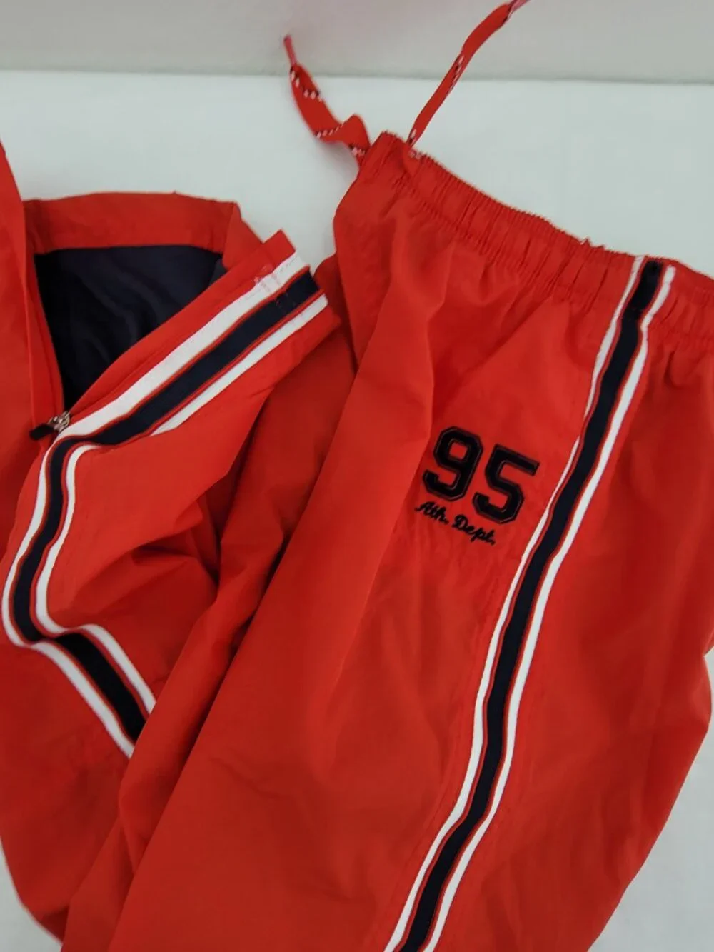 OshKosh Track Pants Kids 14 Red Zip Ankle Pockets Drawstring Lined Warm-ups 95